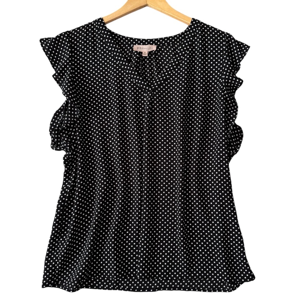🖤 Philosophy Republic Clothing Polka Dot Ruffle Sleeve Top - XL